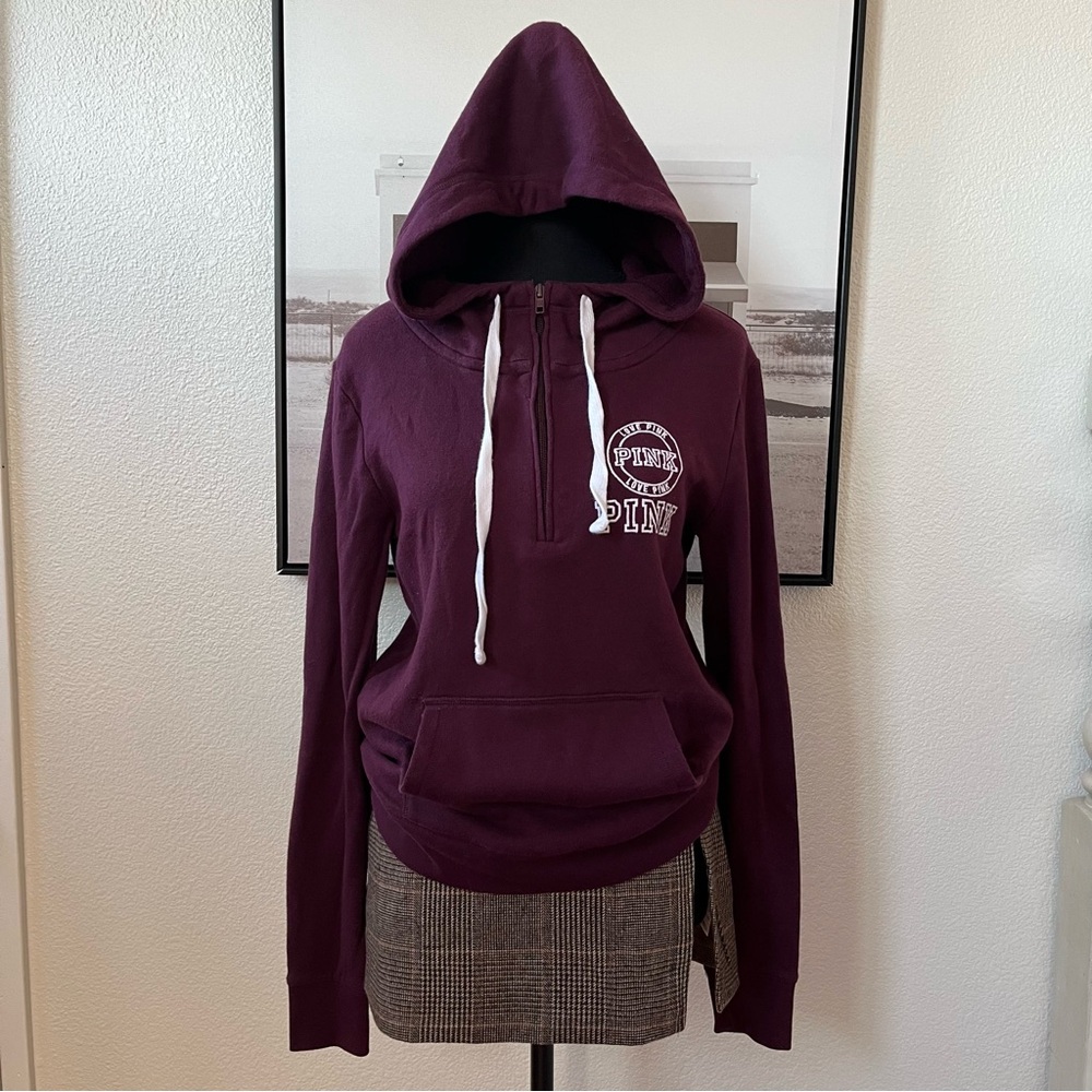 Burgundy Victoria's Secret PINK quarter zip hoodie